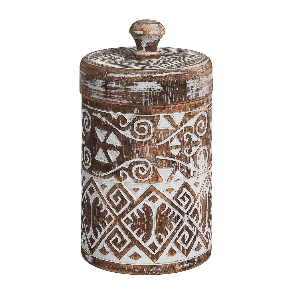 Voorraadpot Borneo burned/wit L