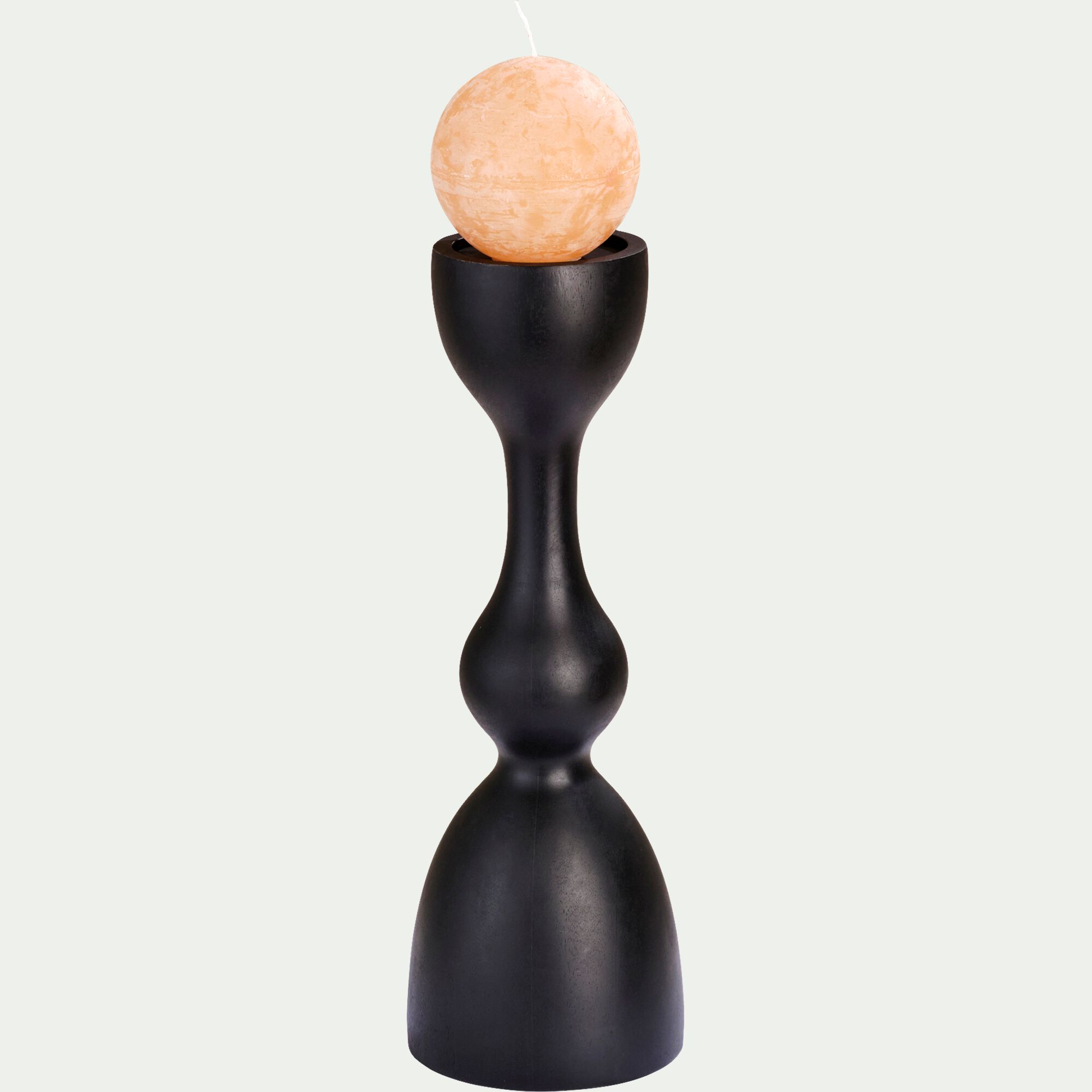 LYNETTE - Bougeoir en bois de manguier D13,5xH40cm - noir