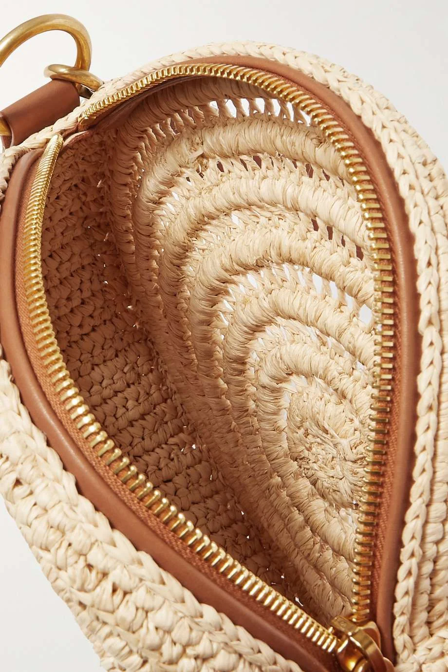 SAINT LAURENT Cassandre Round leather-trimmed raffia shoulder bag - Top Club