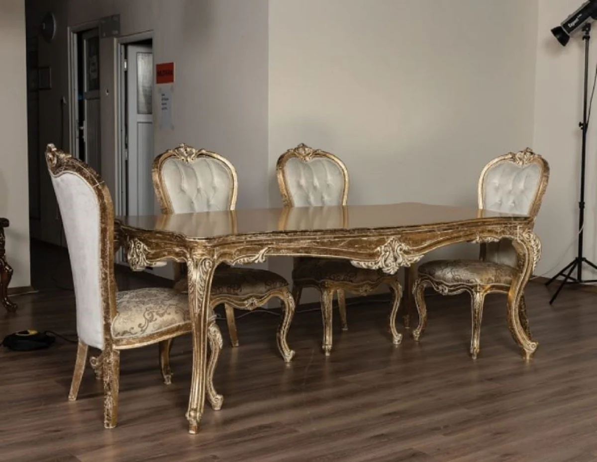 Luxury Baroque Dining Table Antique Gold - Handcrafted Solid Wood Dining Room Table in Baroque Style - Baroque Dining Room Furniture - Noble & Magnificent