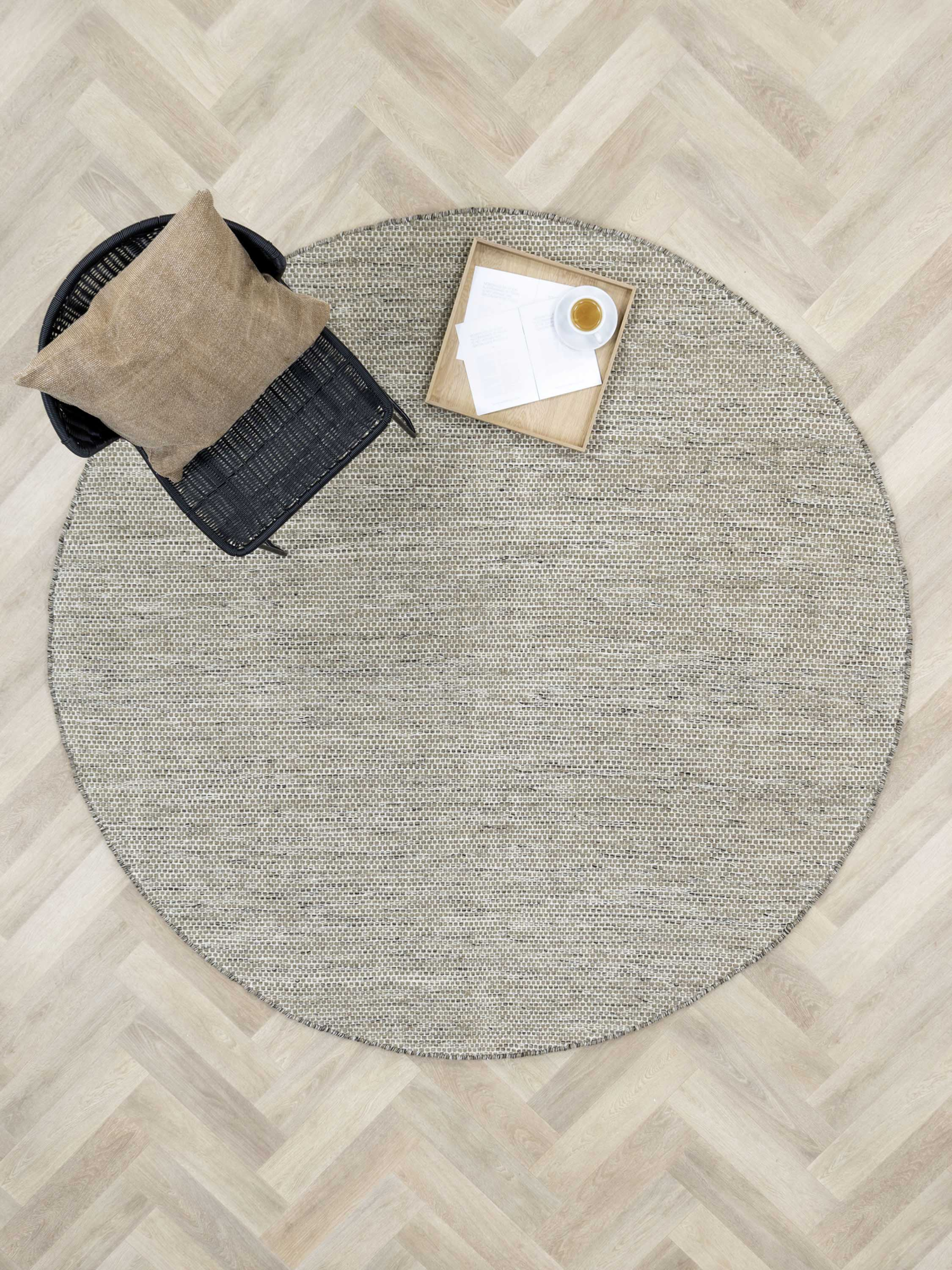 Vloerkleed Teppe grey white Ø200 cm