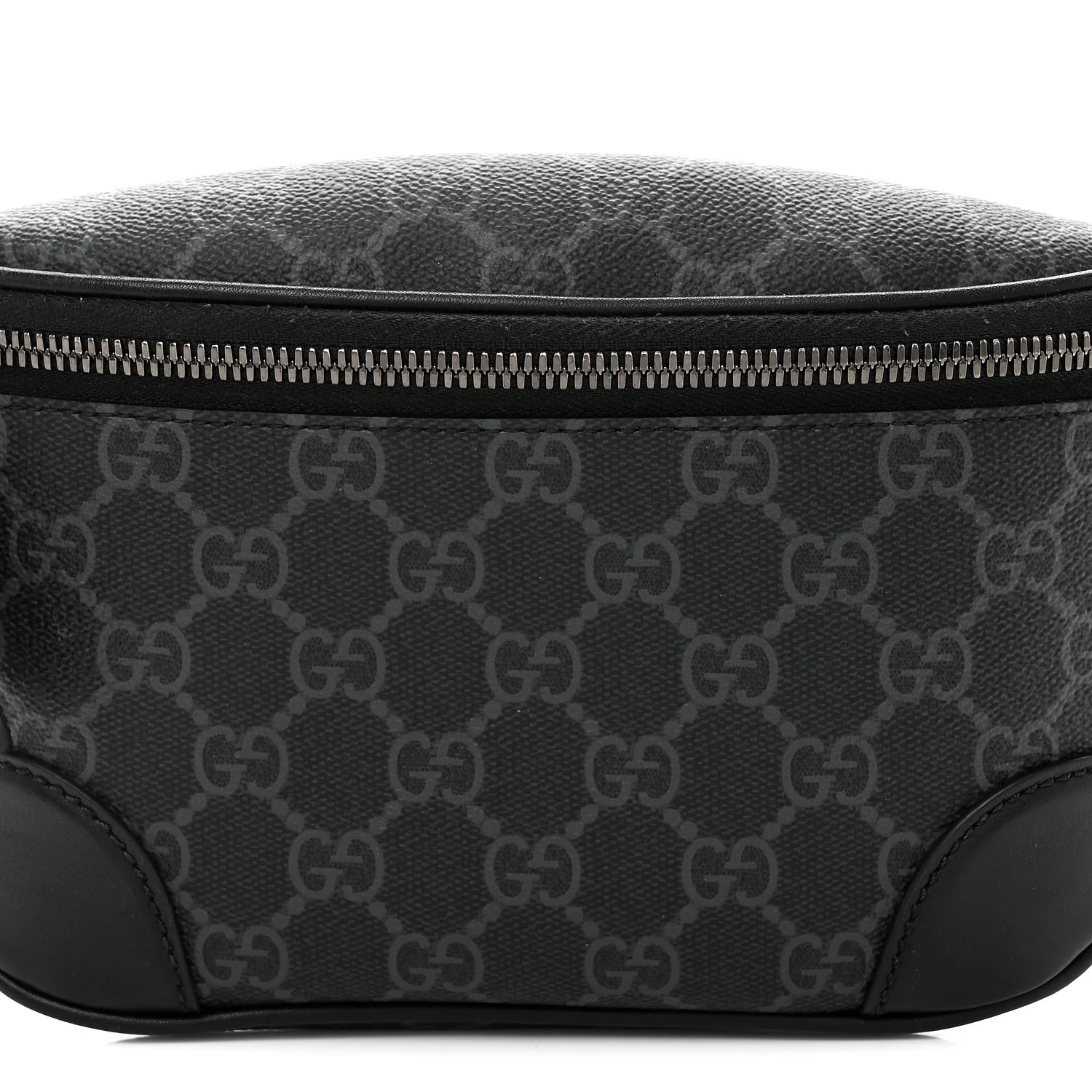 GG Supreme Monogram Emblem Calfskin Small Belt Bag Black Grey - Top Club