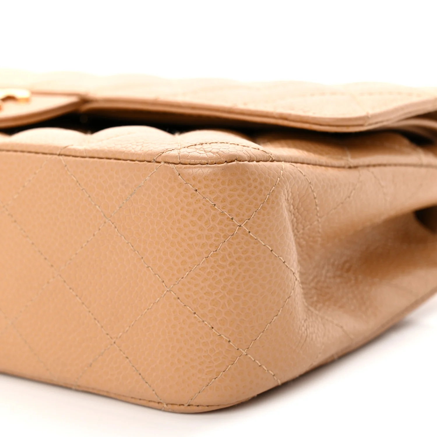 Caviar Quilted Medium Double Flap Beige - Top Club