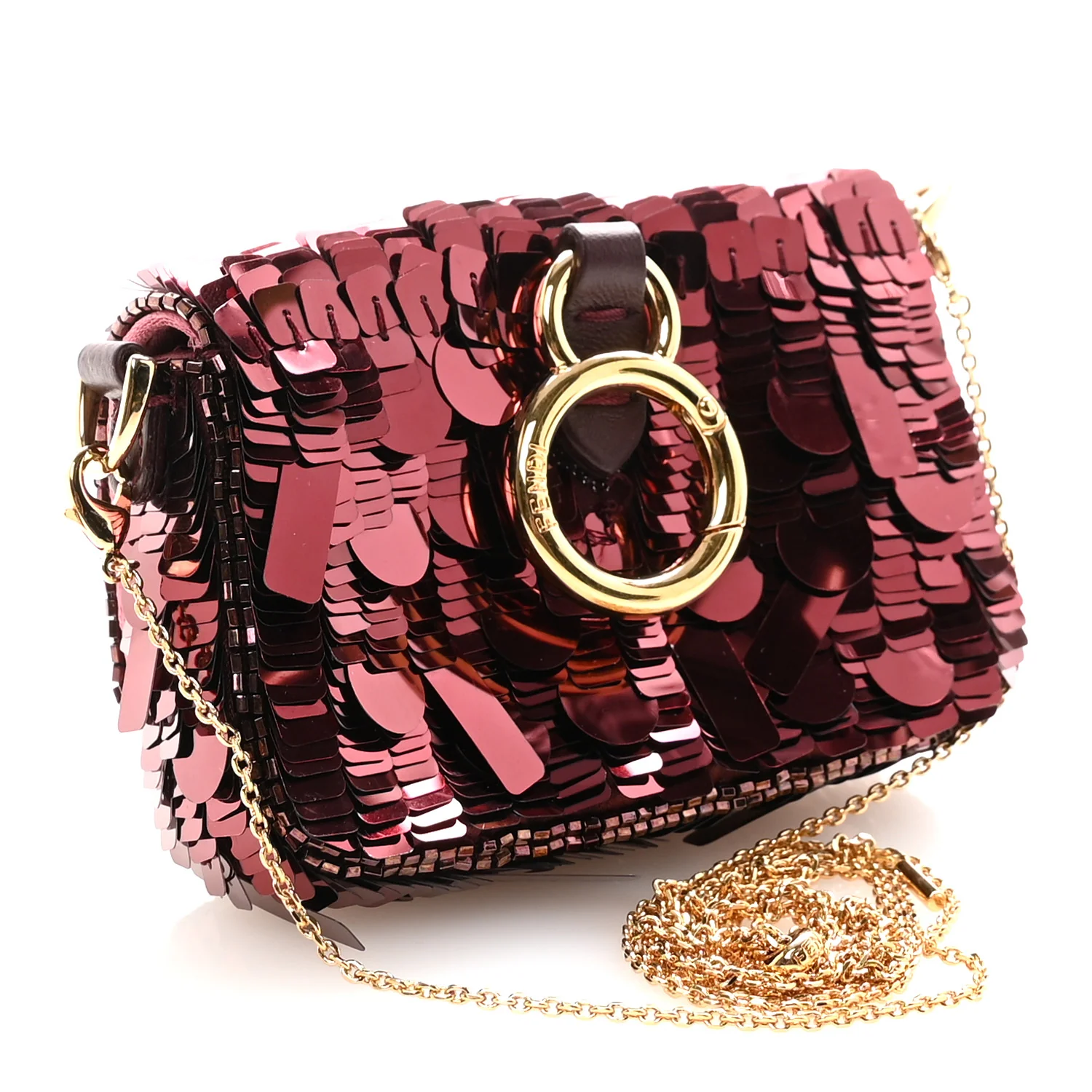 Sequin Paillettes Shiny Nappa Sex and the City Nano Maxi Buckle Baguette Charm Granata - Top Club