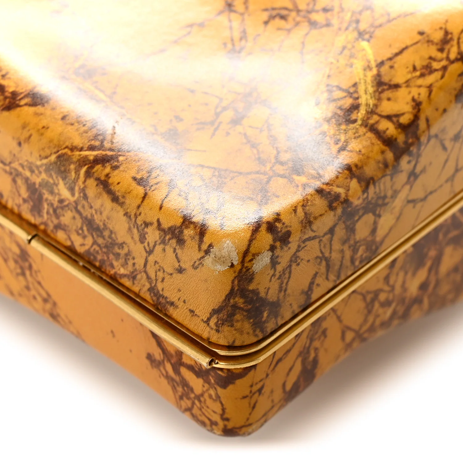 Spazzolato Calfskin Chain Clutch Gold Marble - Top Club