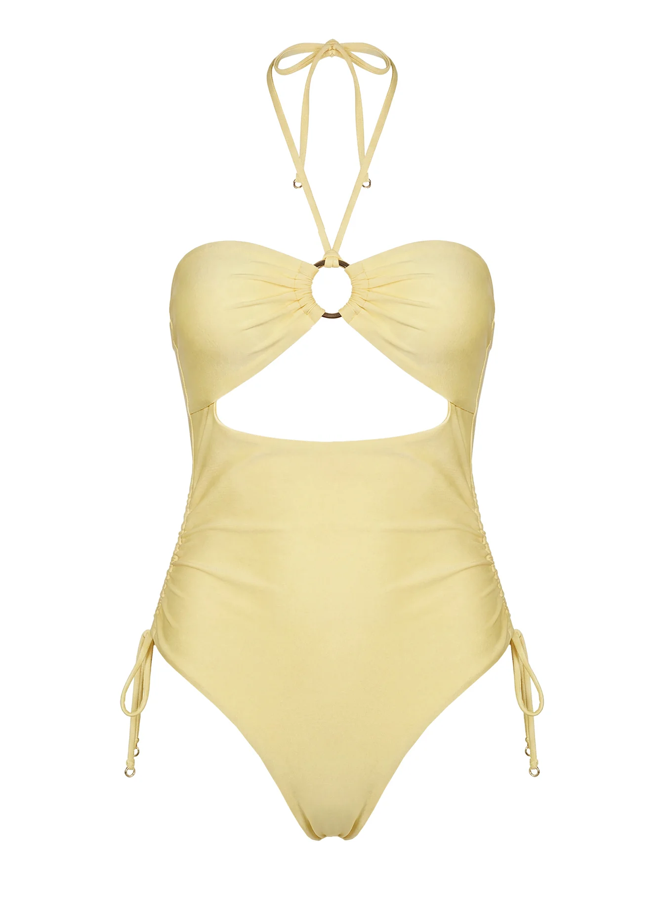 Ubelia Halter Cut Out One Piece Yellow