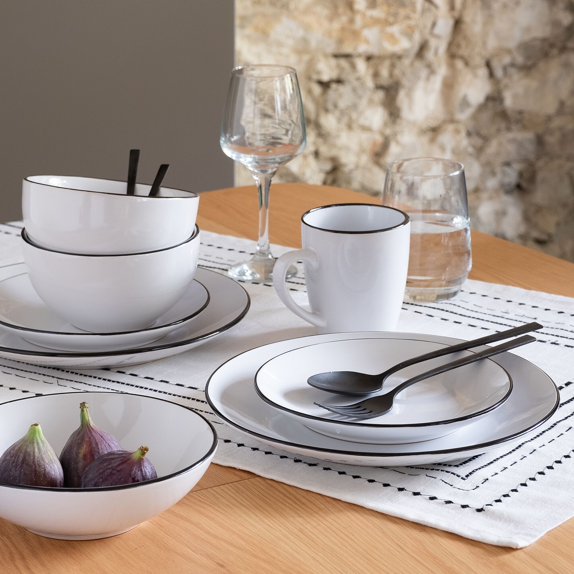 ANNE - Assiette creuse en grès D18,5cm - blanc