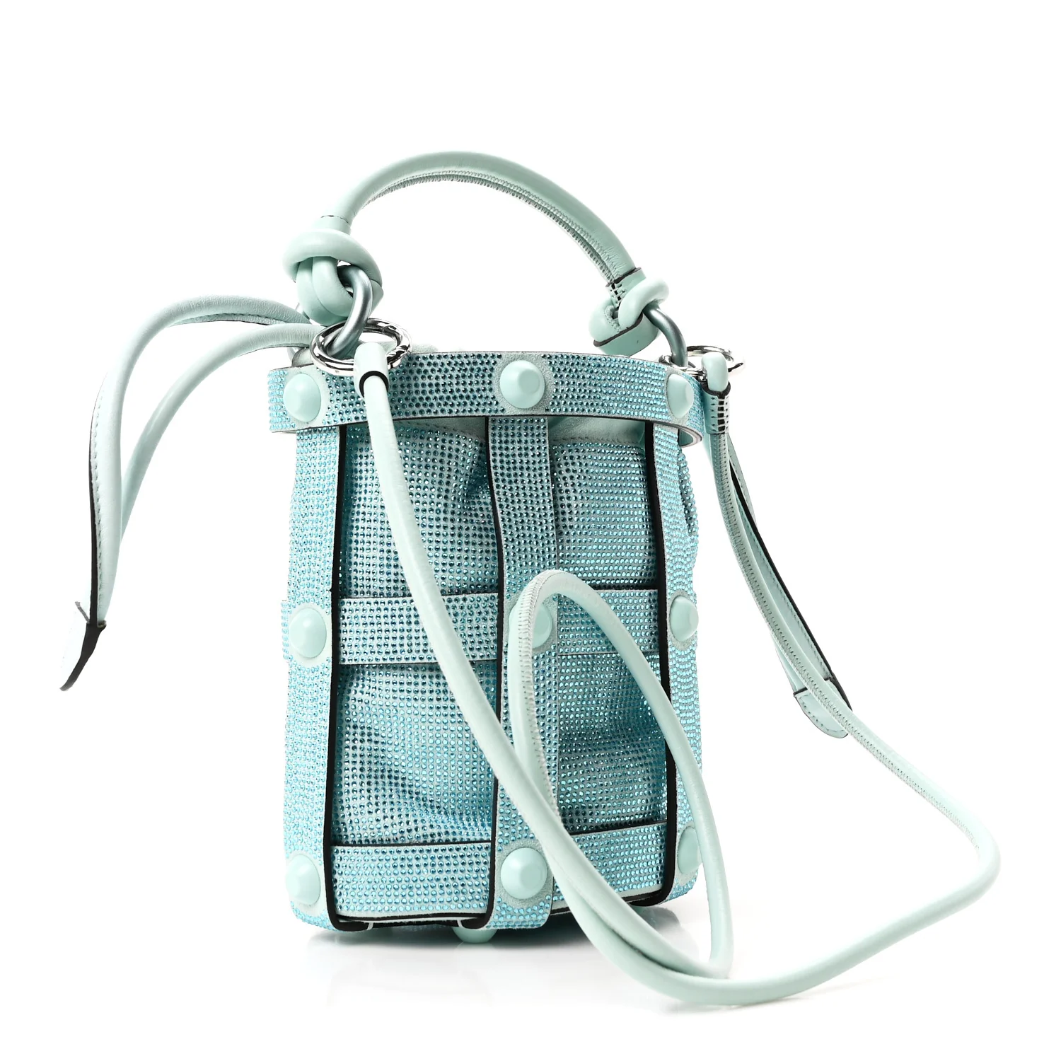 Calfskin Crystal Small Cage Bag Blue - Top Club