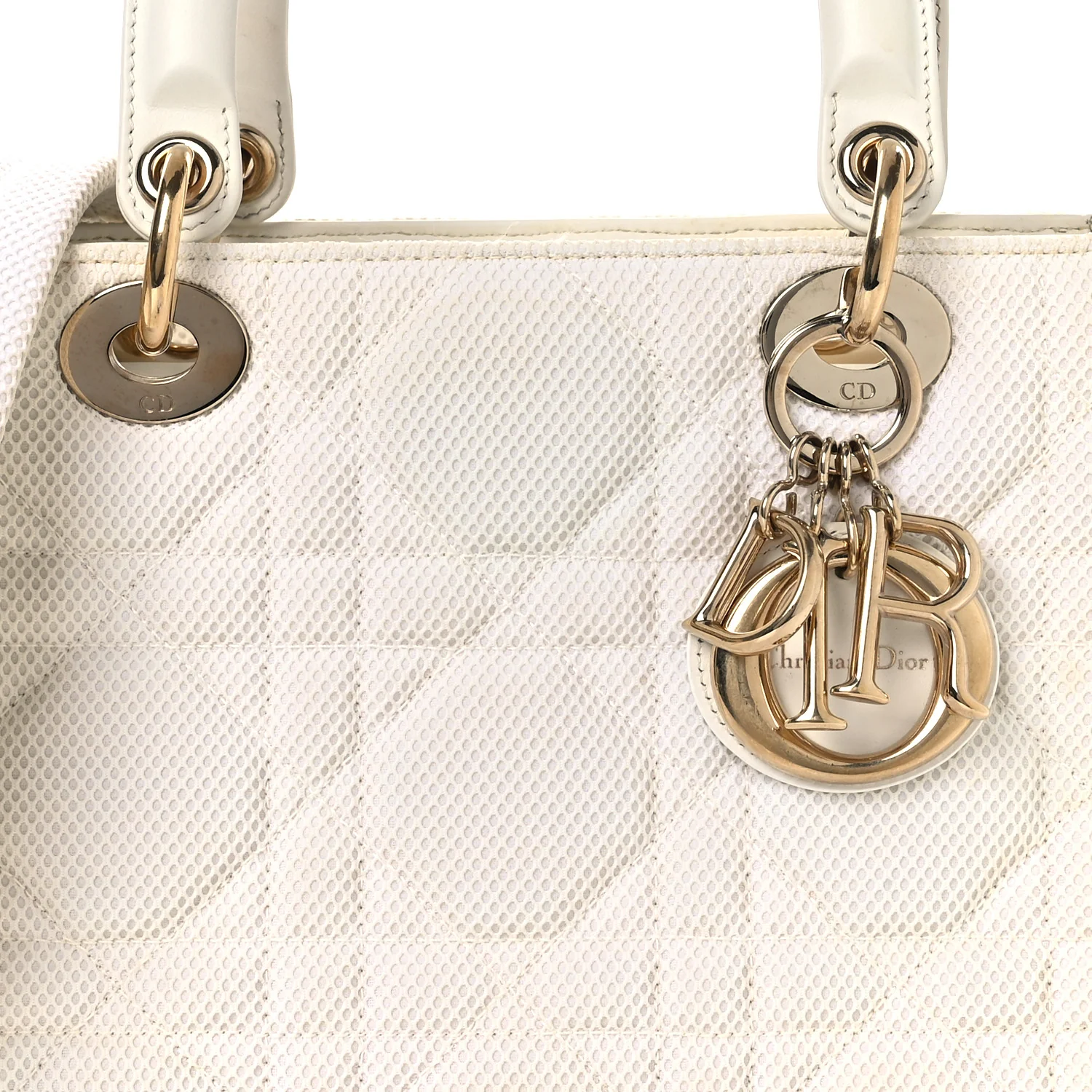 Macrocannage Technical Fabric Medium Lady Dior White - Top Club