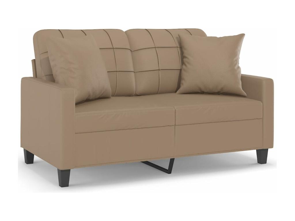 Sofá de 2 plazas con cojines cuero sintético capuchino 120 cm