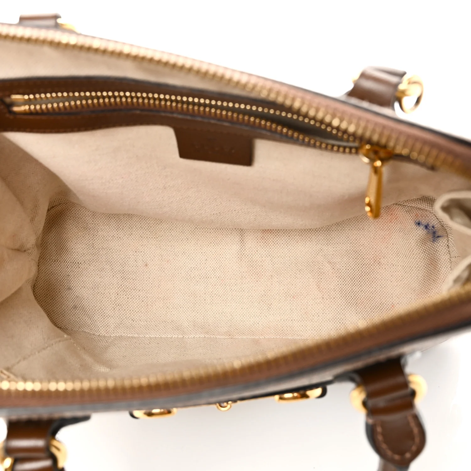 GG Supreme Monogram Azalea Calfskin Small Horsebit 1955 Top Handle Bag Beige Ebony Brown Sugar - Top Club