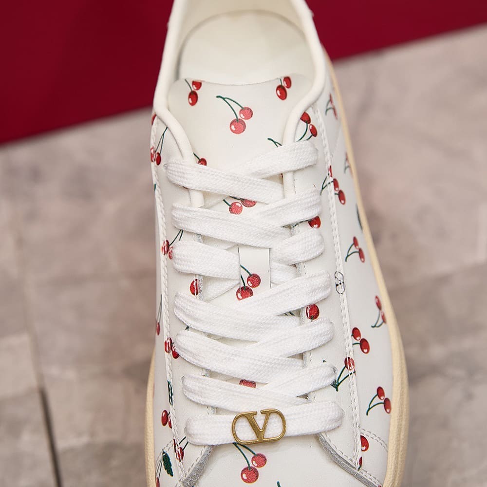 VALENTINO ROYCO Women s Cherry Pattern Soft Calfskin Sneakers - Top Club