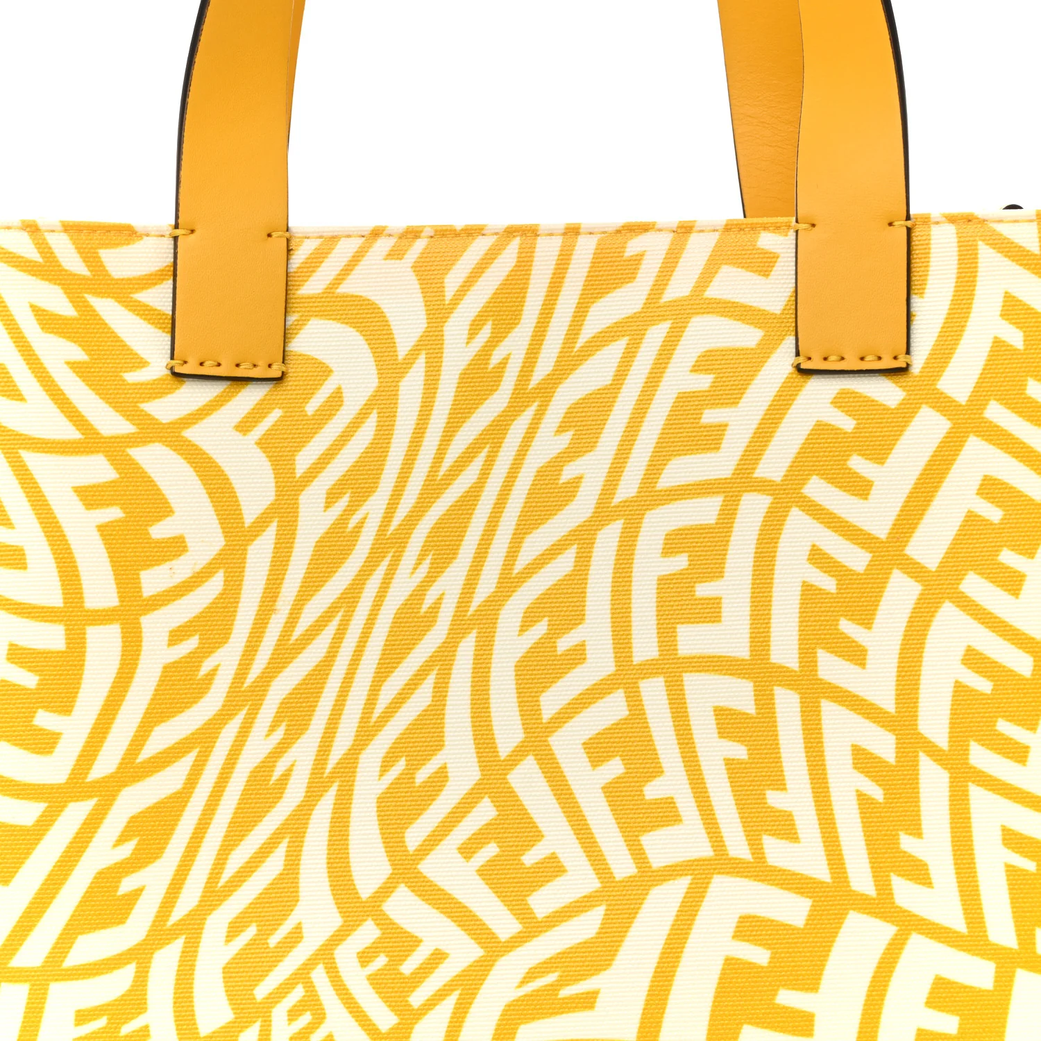X SARAH COLEMAN Glazed Canvas Vitello King FF Vertigo Shopping Tote Bag Mimosa White - Top Club