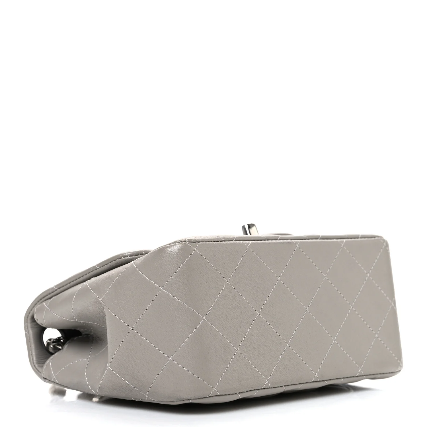 Lambskin Quilted Mini Square Flap Grey - Top Club