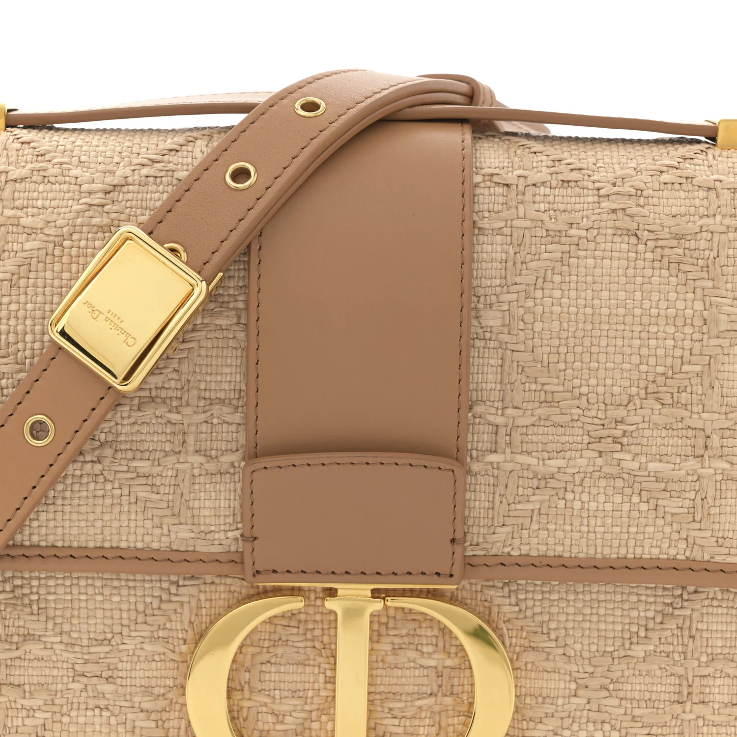 Raffia Calfskin 30 Montaigne Flap Bag Beige - Top Club