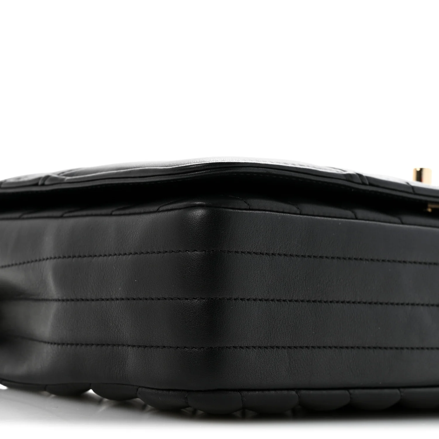Calfskin Chevron Quilted Large Statement Flap Black - Top Club