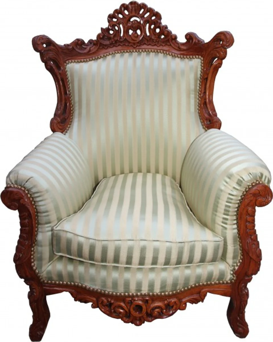Baroque Armchair Al Capone Mod2 Jade Green/Beige/Brown Furniture Antique Style - Limited Edition