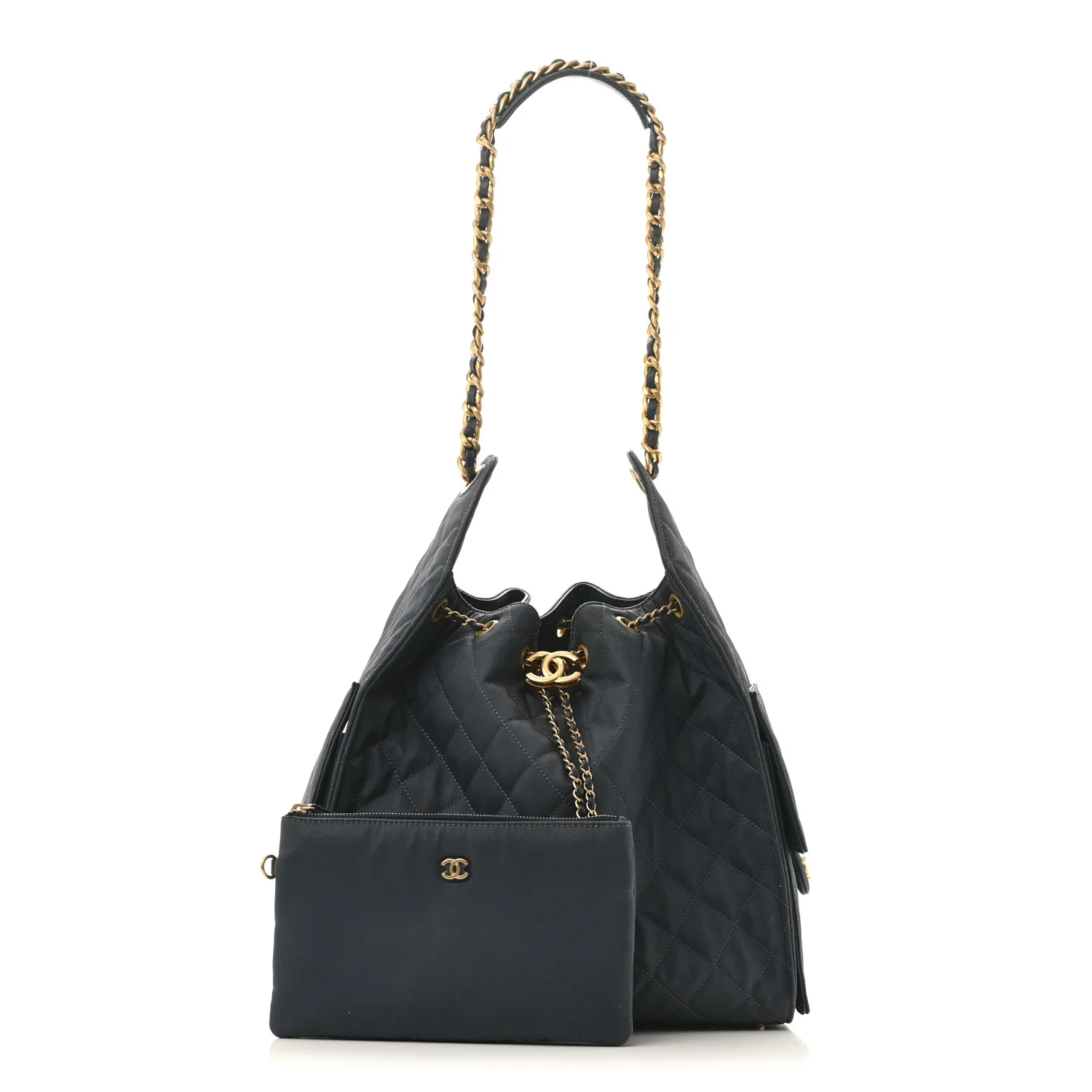 Canvas Quilted Medium Chanel 25 Handbag Dark Blue - Top Club