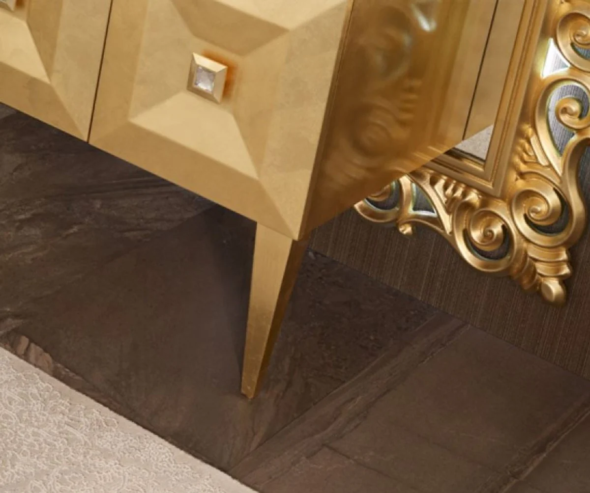 Luxury Baroque Bathroom Set Gold - Vanity unit with sink and wall mirror - Magnificent bathroom furniture in the Baroque style