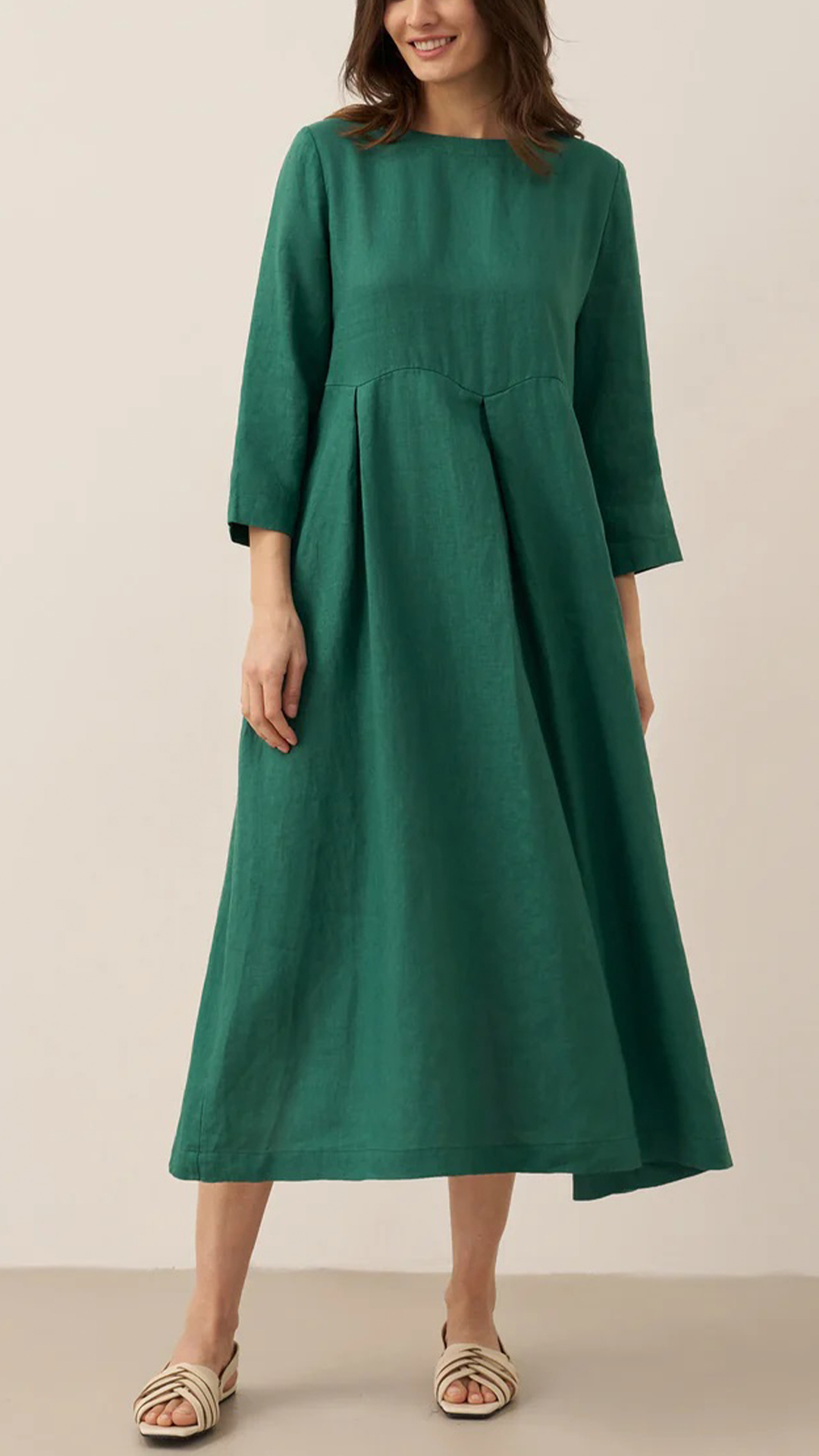 Women's Cotton-Linen-Blend Midi Dress - Nordfashionstorm - Women's Clothing, Fashion for You - Nordfashionstorm.com