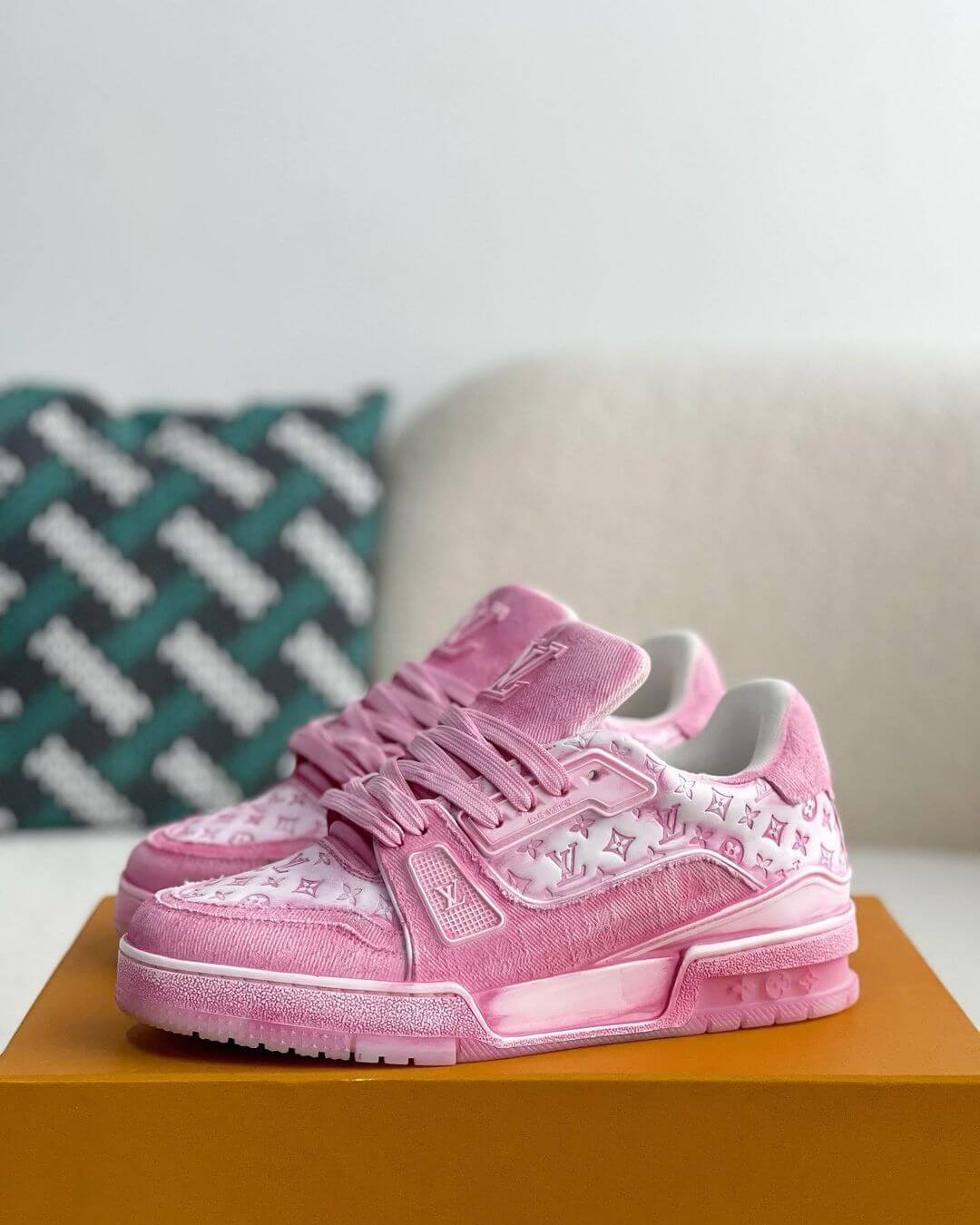 Louis Vuitton LV Pink Trainer Sneaker - Sneaker Replica Workshop