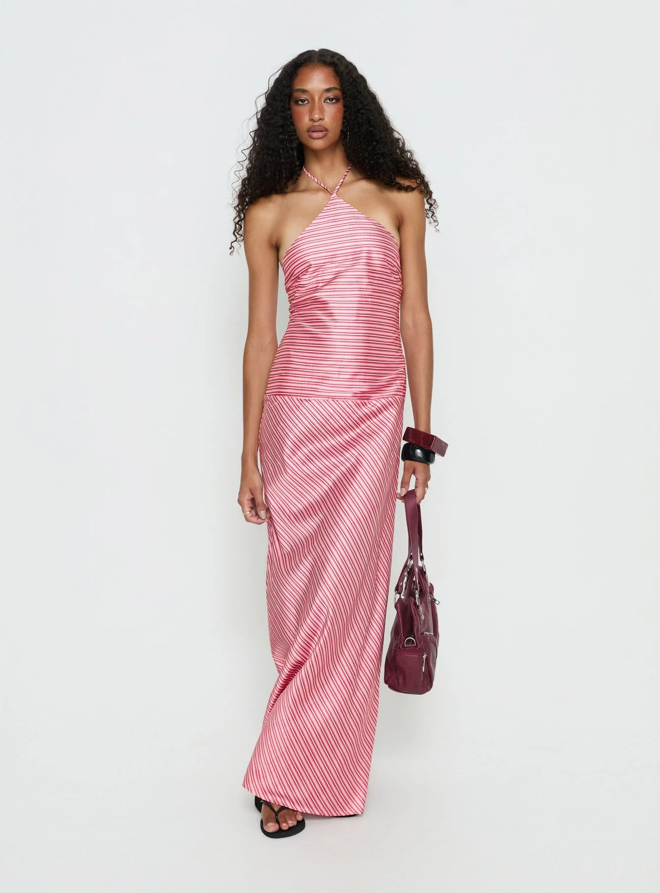 Bellamissimo Halter Maxi Dress Pink Stripe