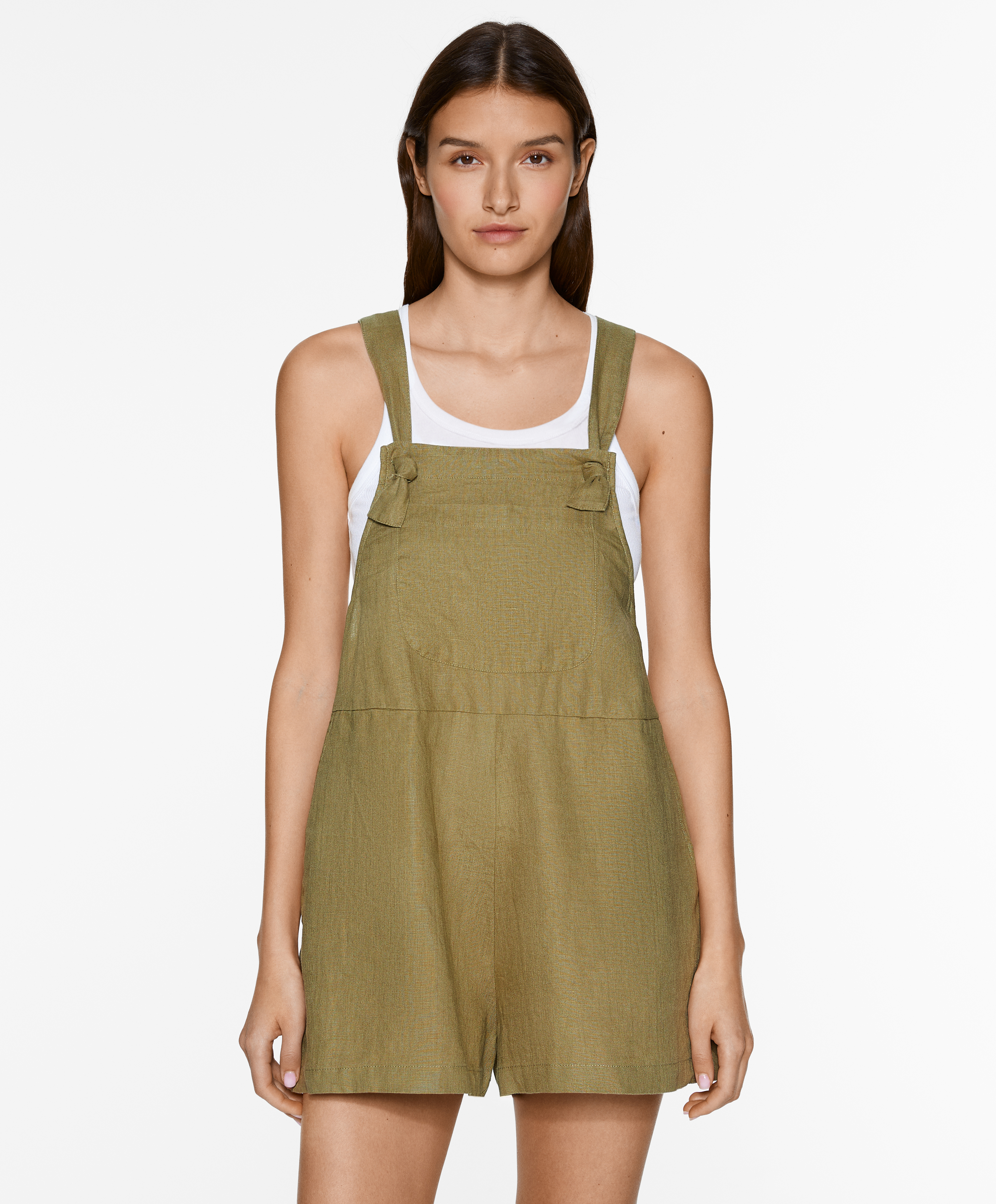 OYSHO Short strappy jumpsuit in 100% linen