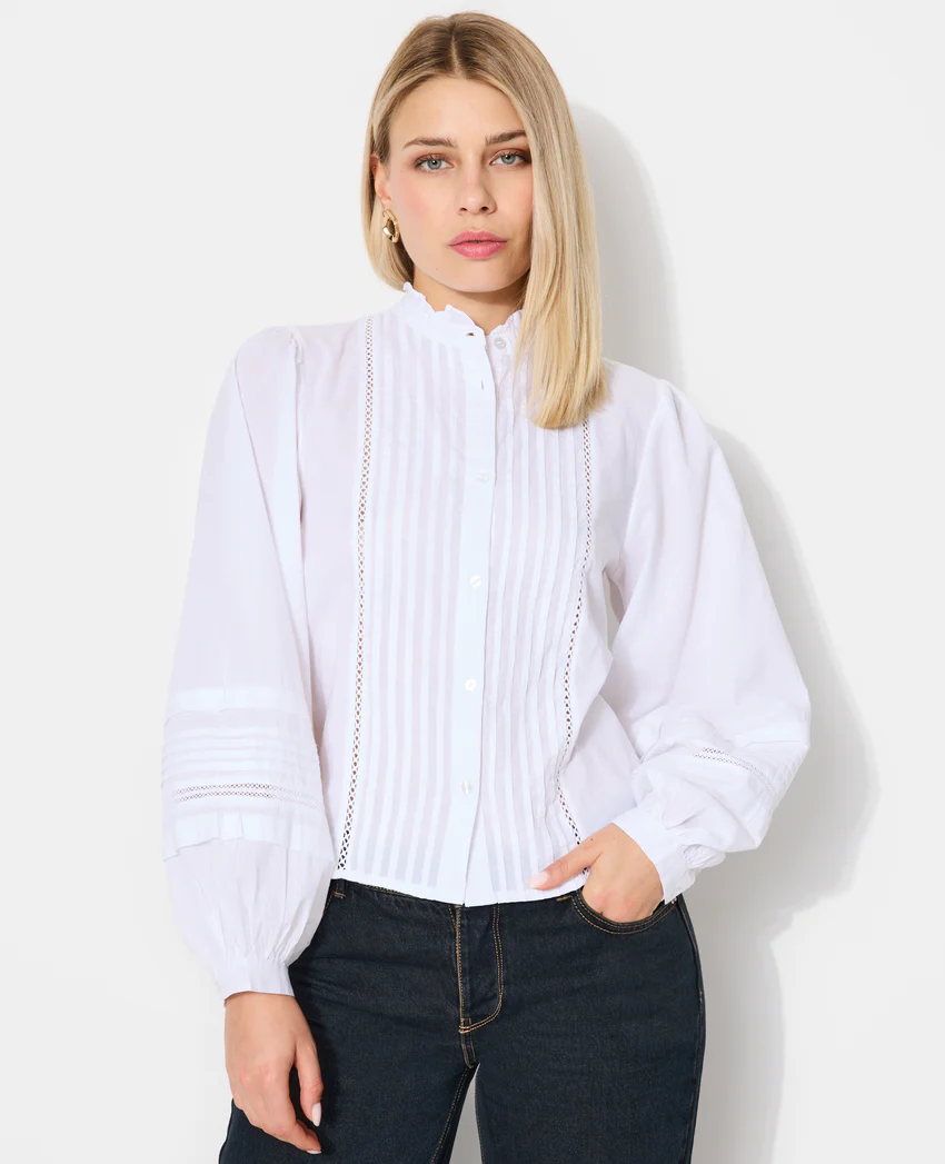 Pimkie Blouse col volanté avec plis et dentelle