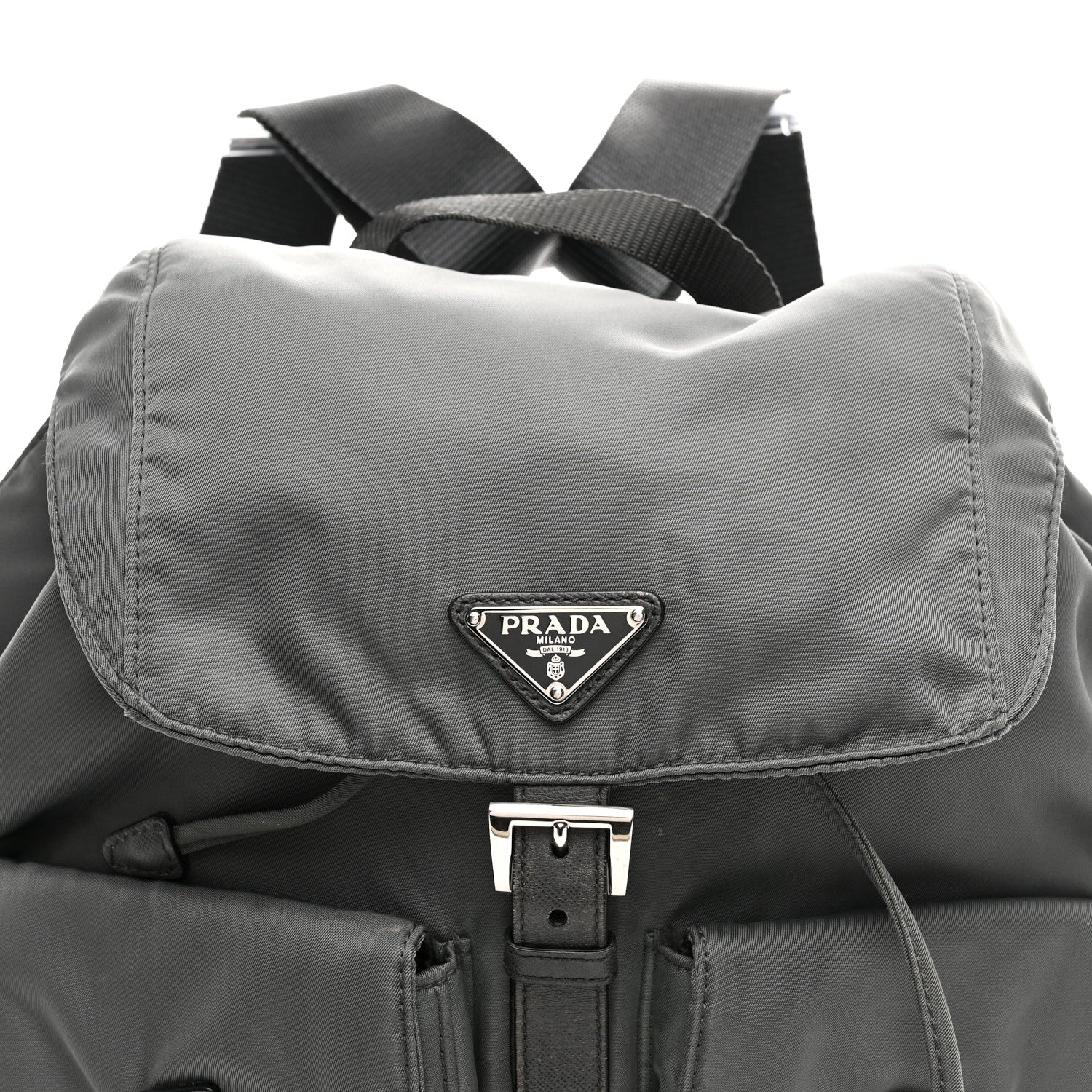 Tessuto Nylon Saffiano Medium Backpack Anthracite - Top Club