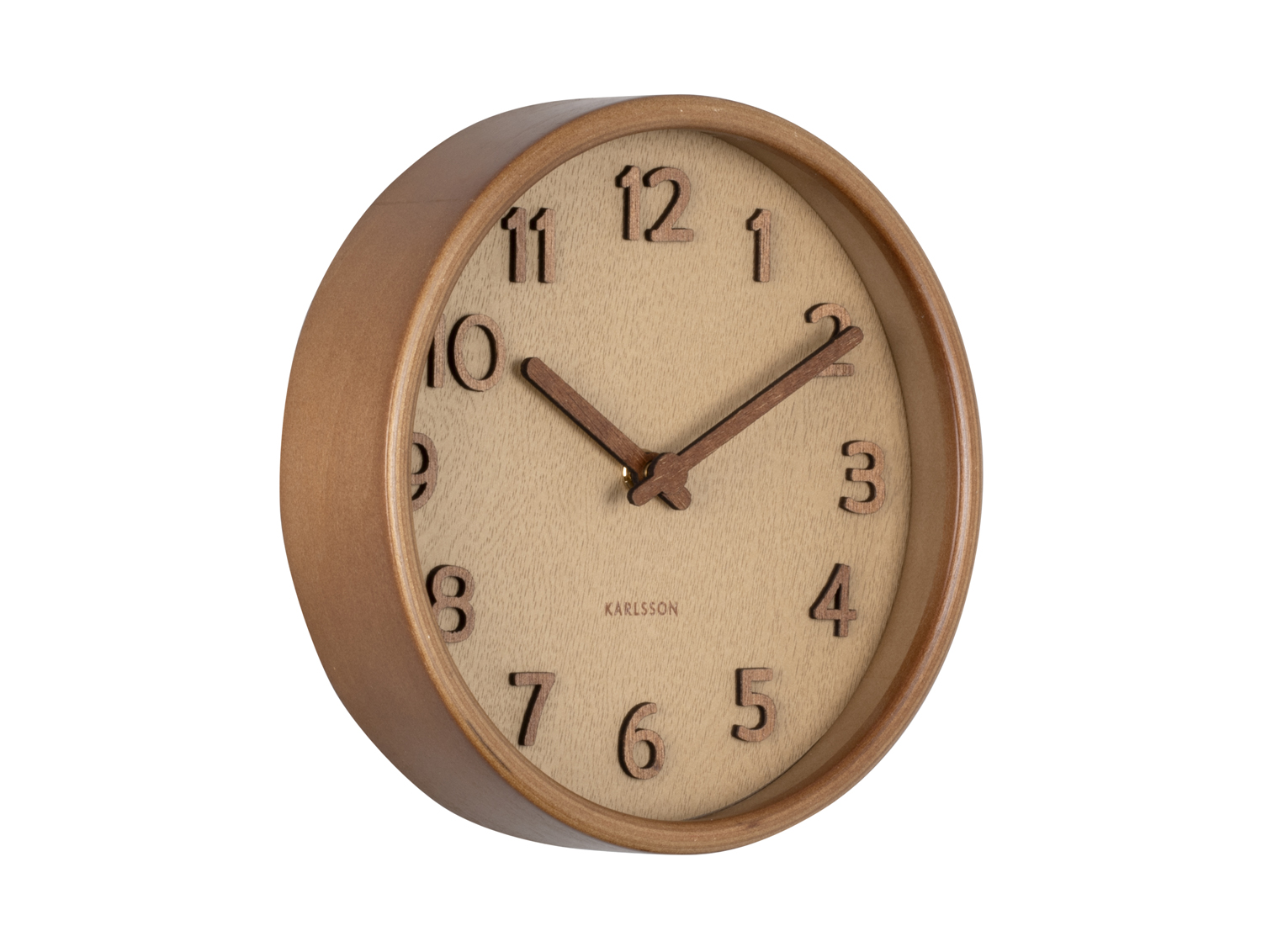 Wall clock Pure wood grain small sand brown