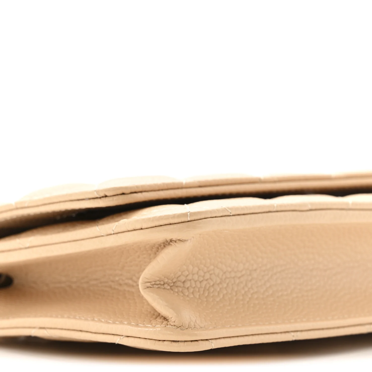 Caviar Quilted Wallet on Chain WOC Beige - Top Club