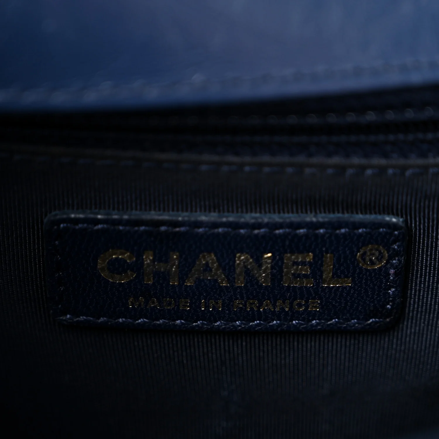 Calfskin Chevron Quilted Top Handle Flap Navy - Top Club