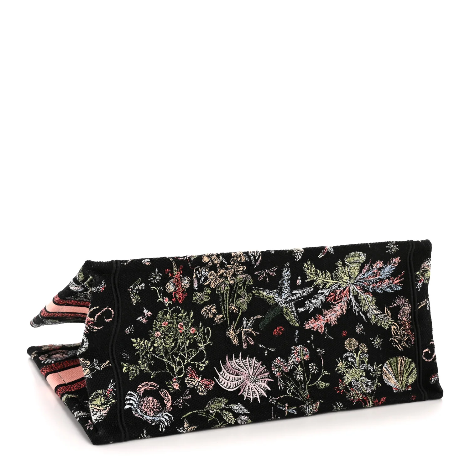 Canvas Embroidered Medium Cabinet De Curiosites Book Tote Black Multicolor - Top Club