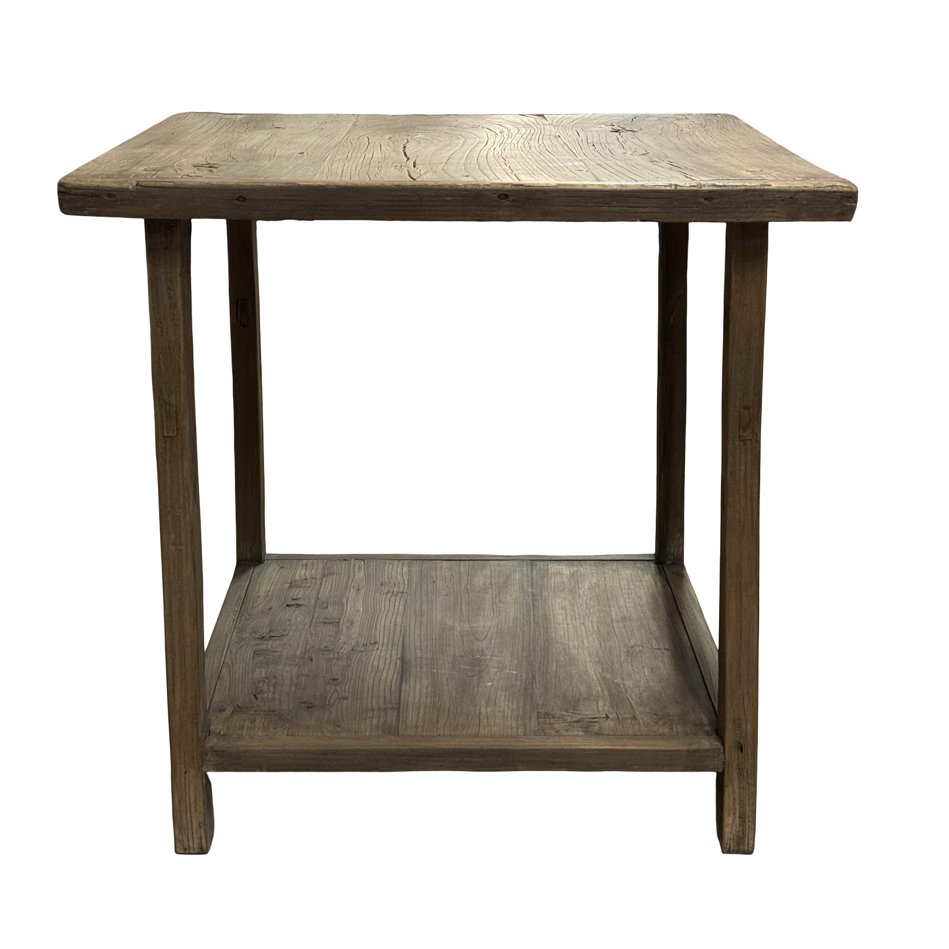 Bijzettafel vierkant met onder plank naturel