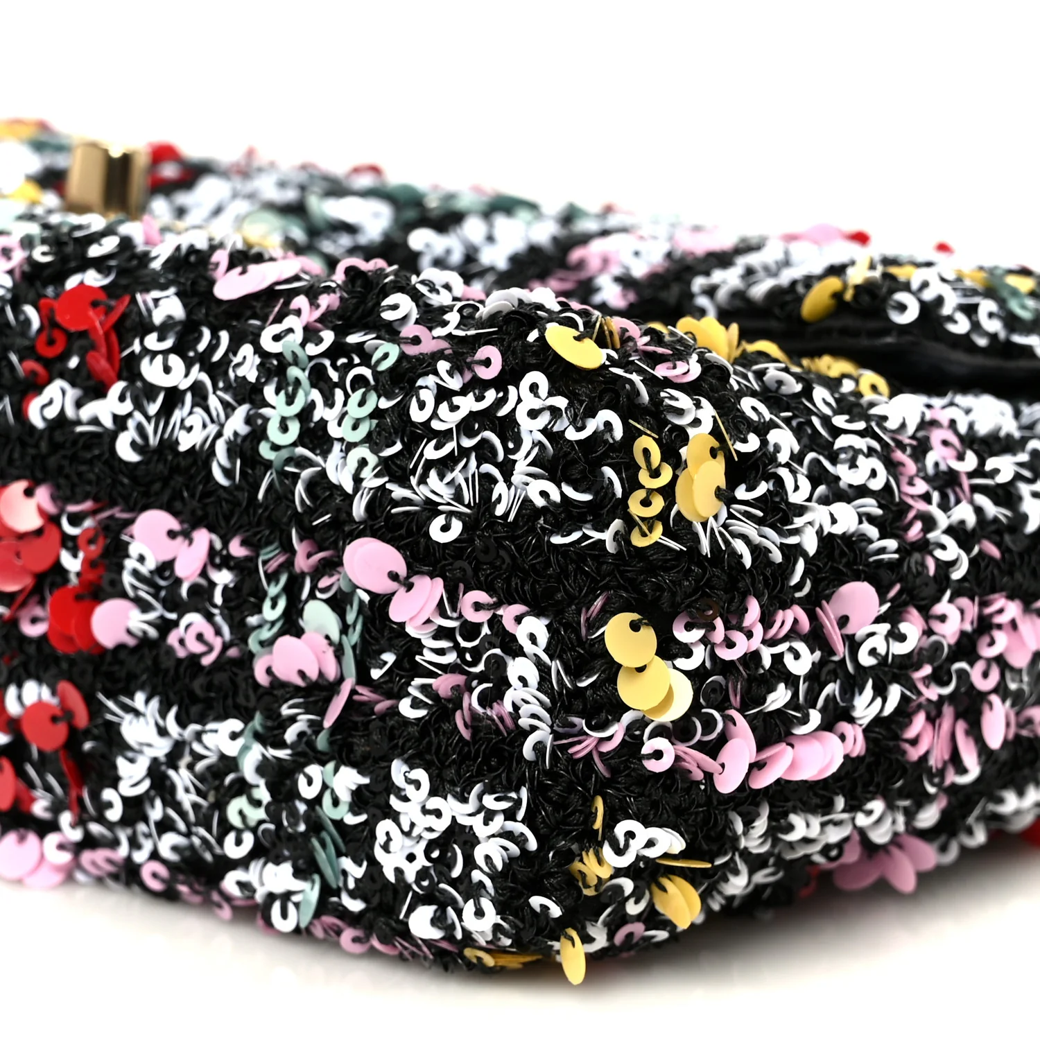 Tweed Sequin Small Single Flap Black Red Multicolor - Top Club