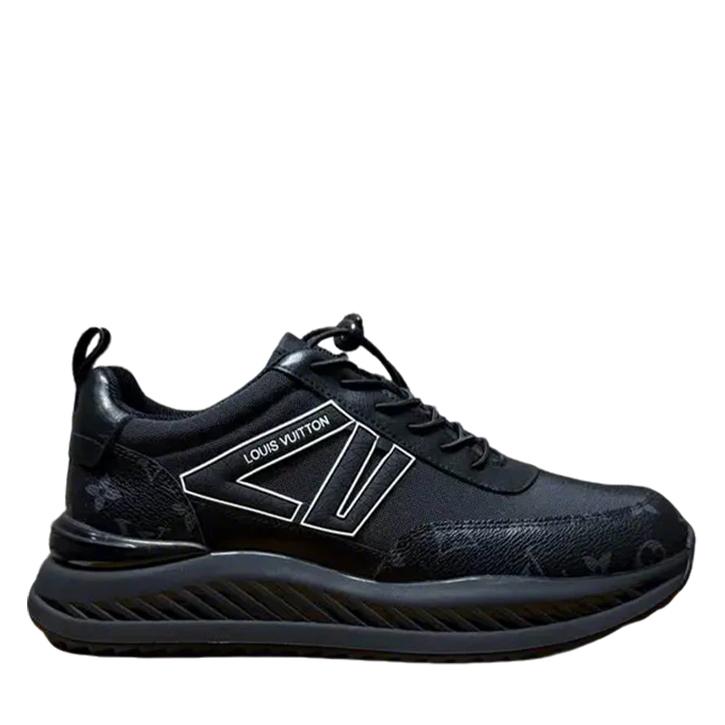 Louis Vuitton Men's Black Fashion Sneakers With Distinctive Branding - Sneaker Replica Workshop