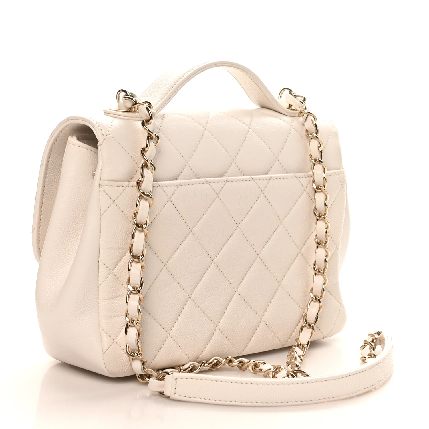 Caviar Quilted Medium Business Affinity Flap White - Top Club