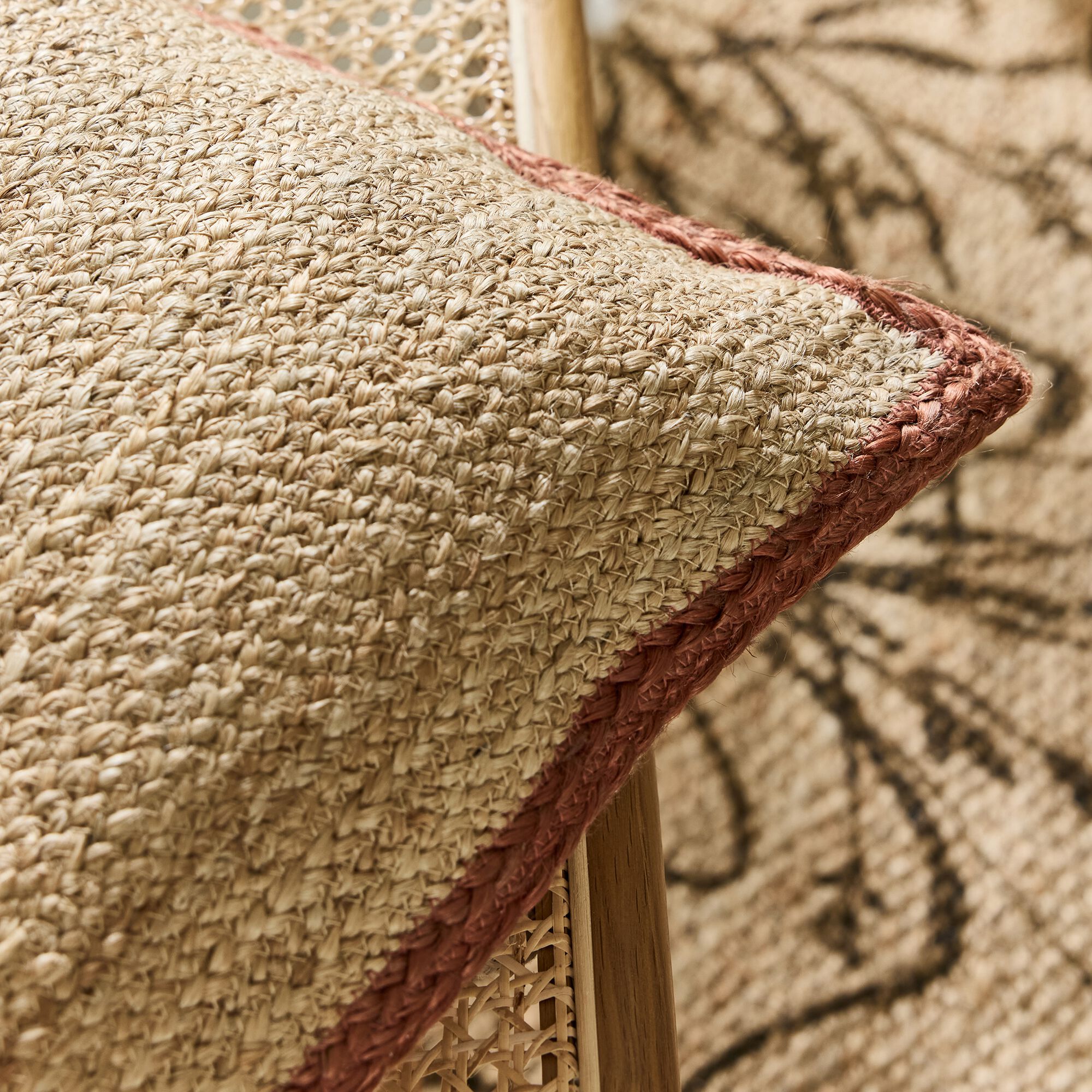 LOZE - coussin en jute avec finition liseré 40x60cm - naturel