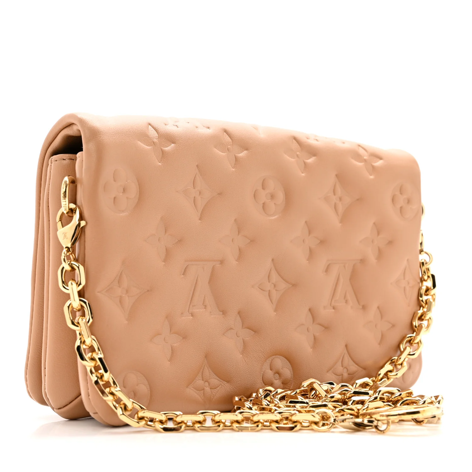 Lambskin Embossed Monogram Pochette Coussin Camel - Top Club