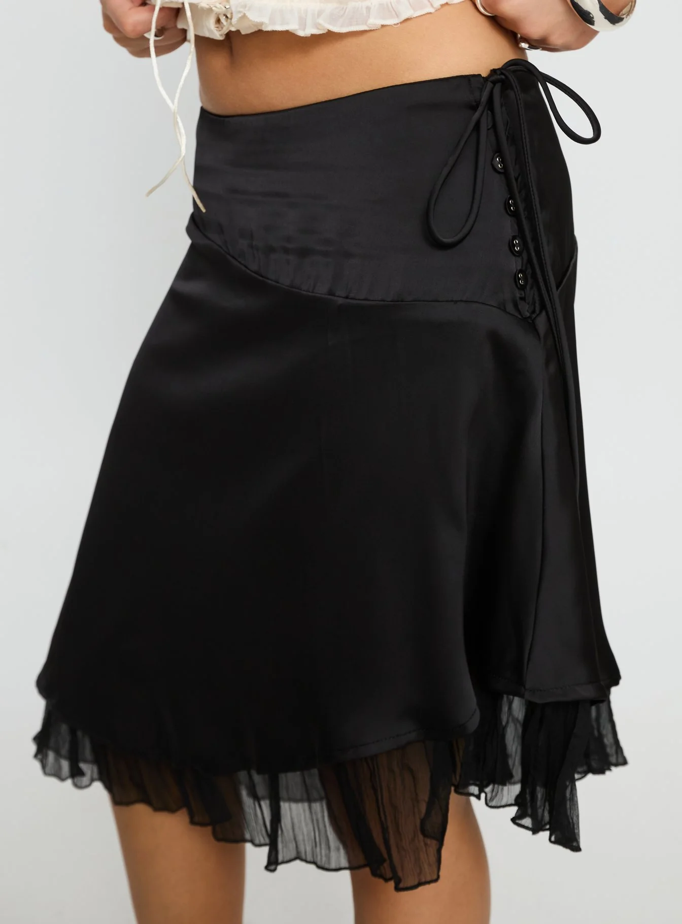 Rosemead Satin Midi Skirt Black
