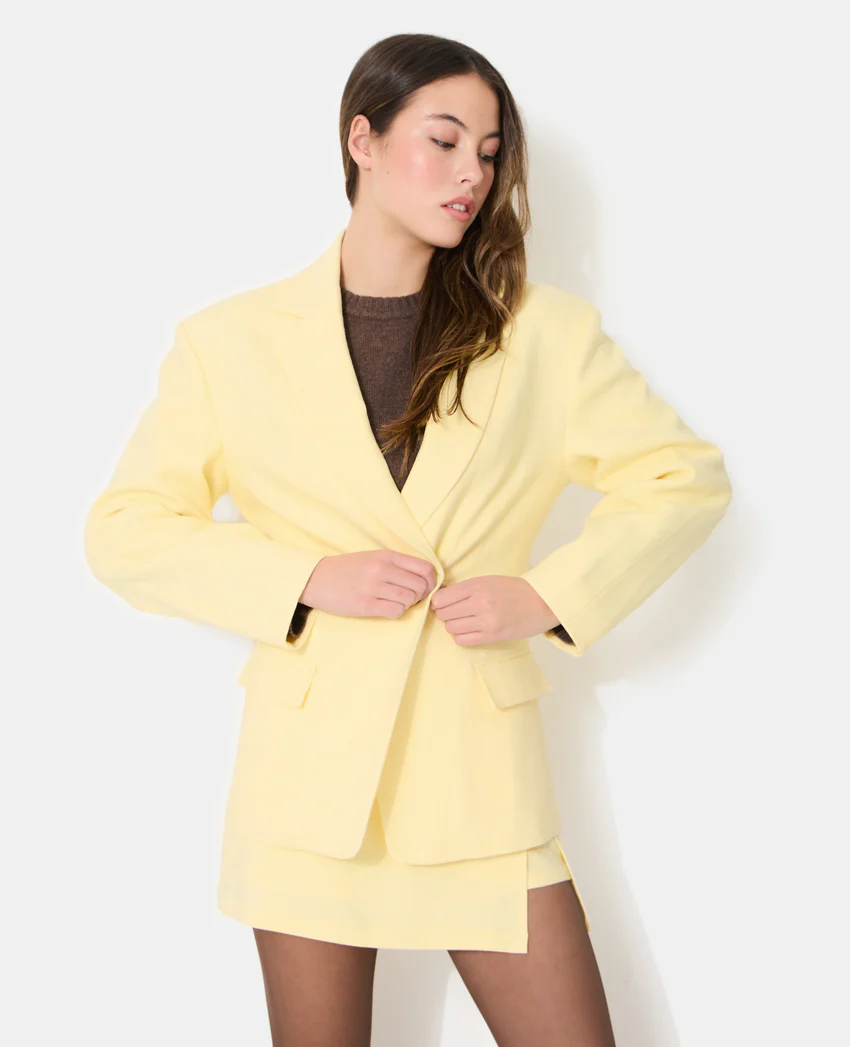 Pimkie Veste blazer long et cintré en tissu effet lin