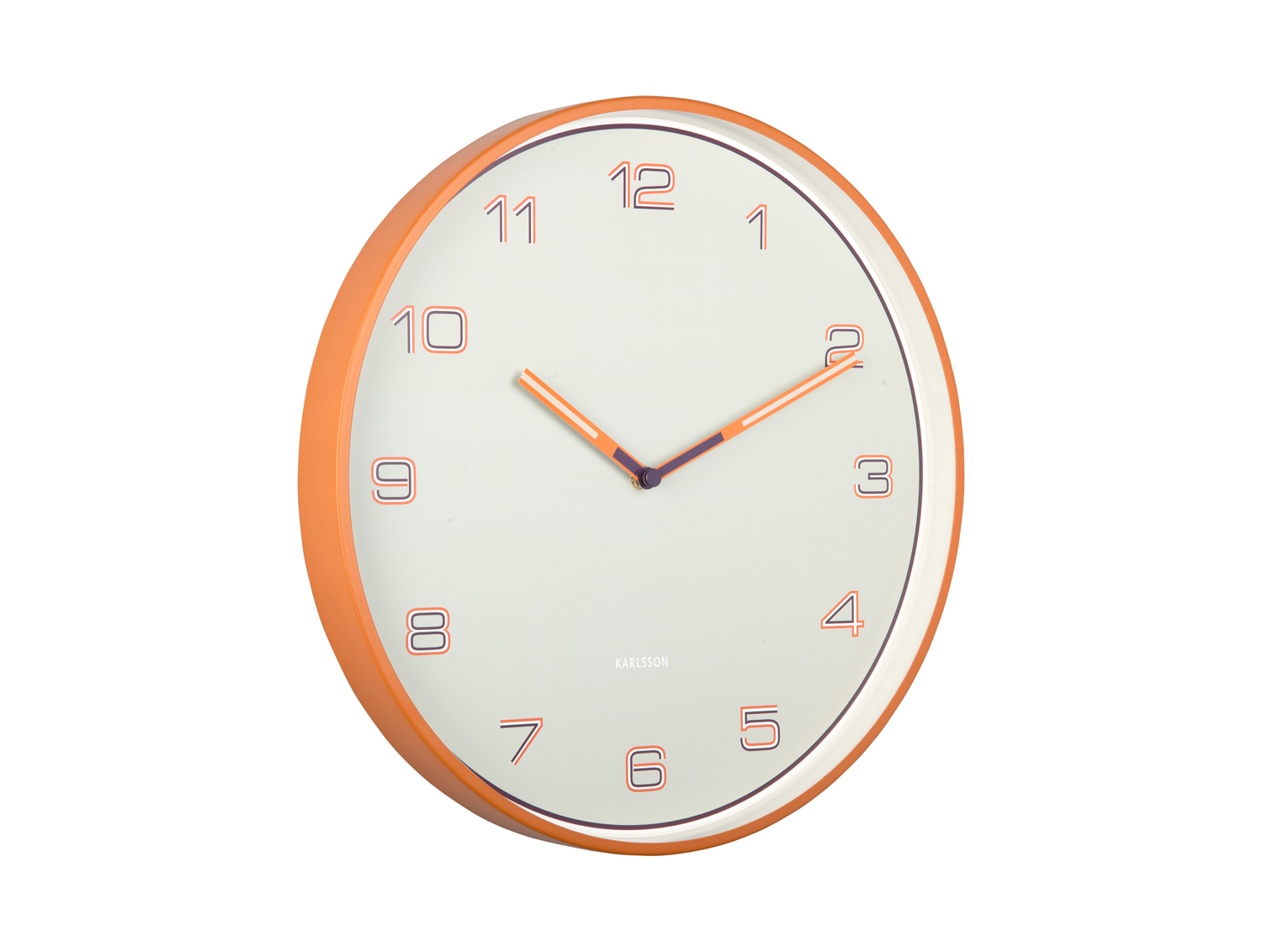 Wall clock Lined Numbers bright orange