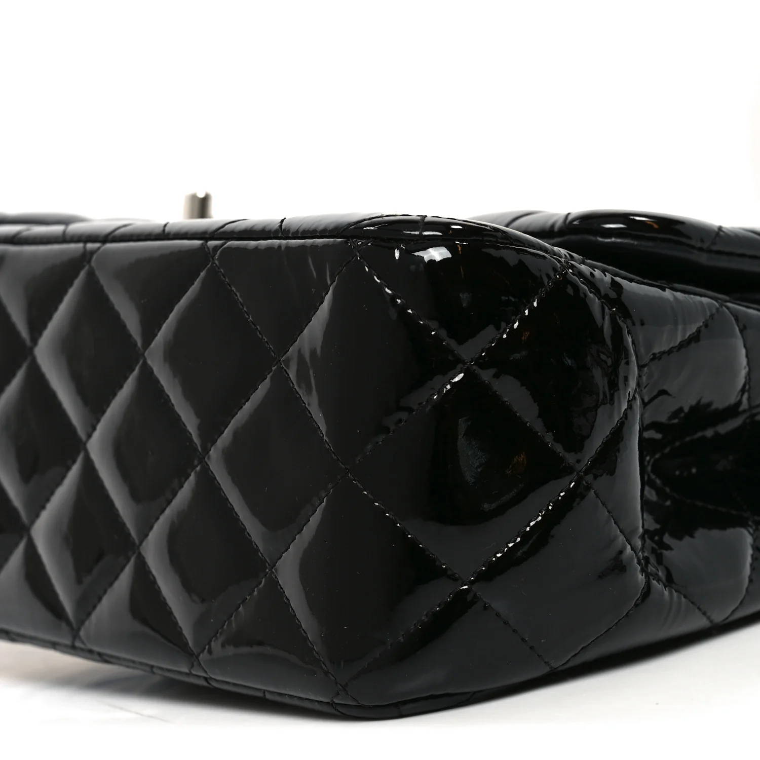 Patent Quilted Jumbo Double Flap Black - Top Club