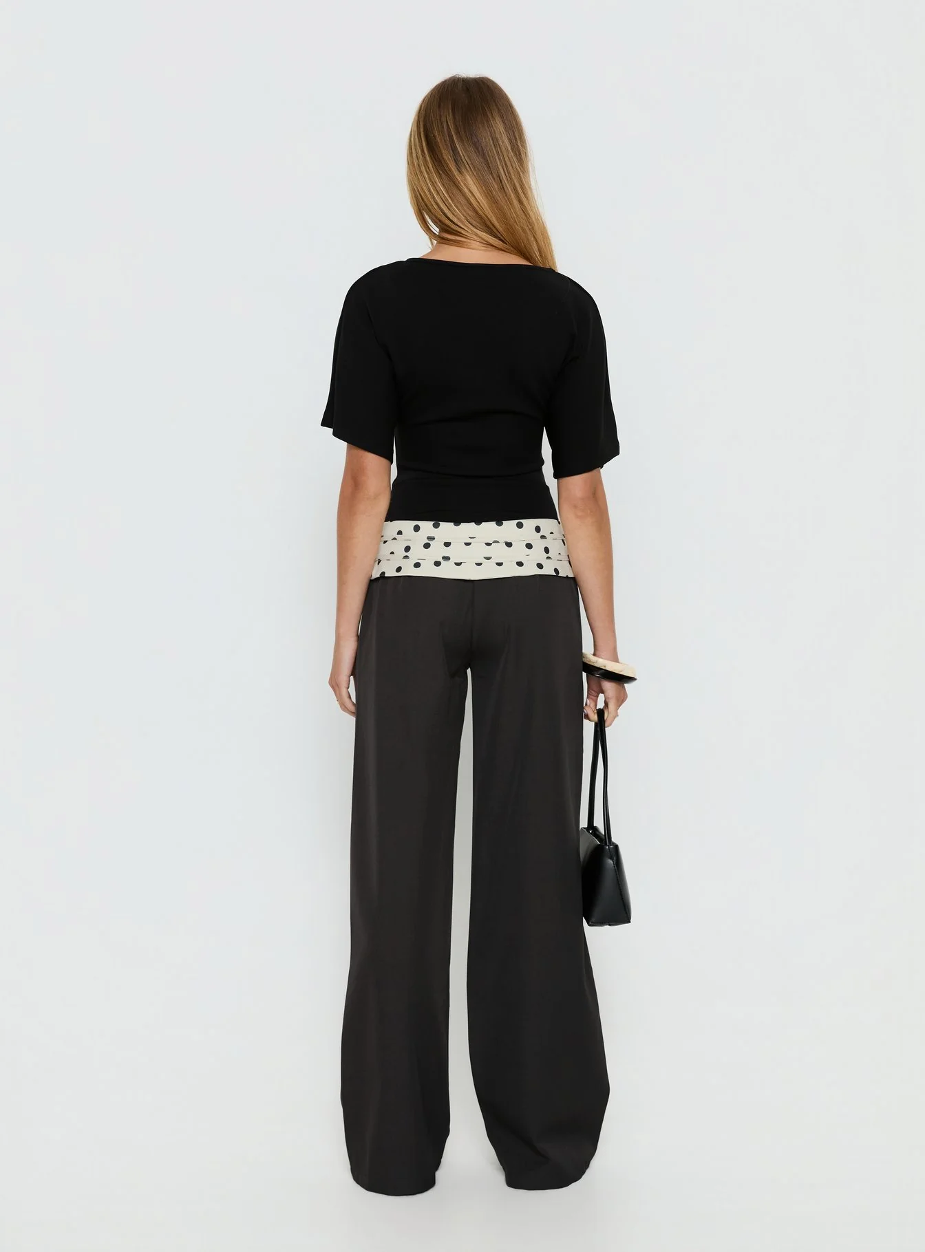 Seneca Wrap Pants Charcoal Polka Dot