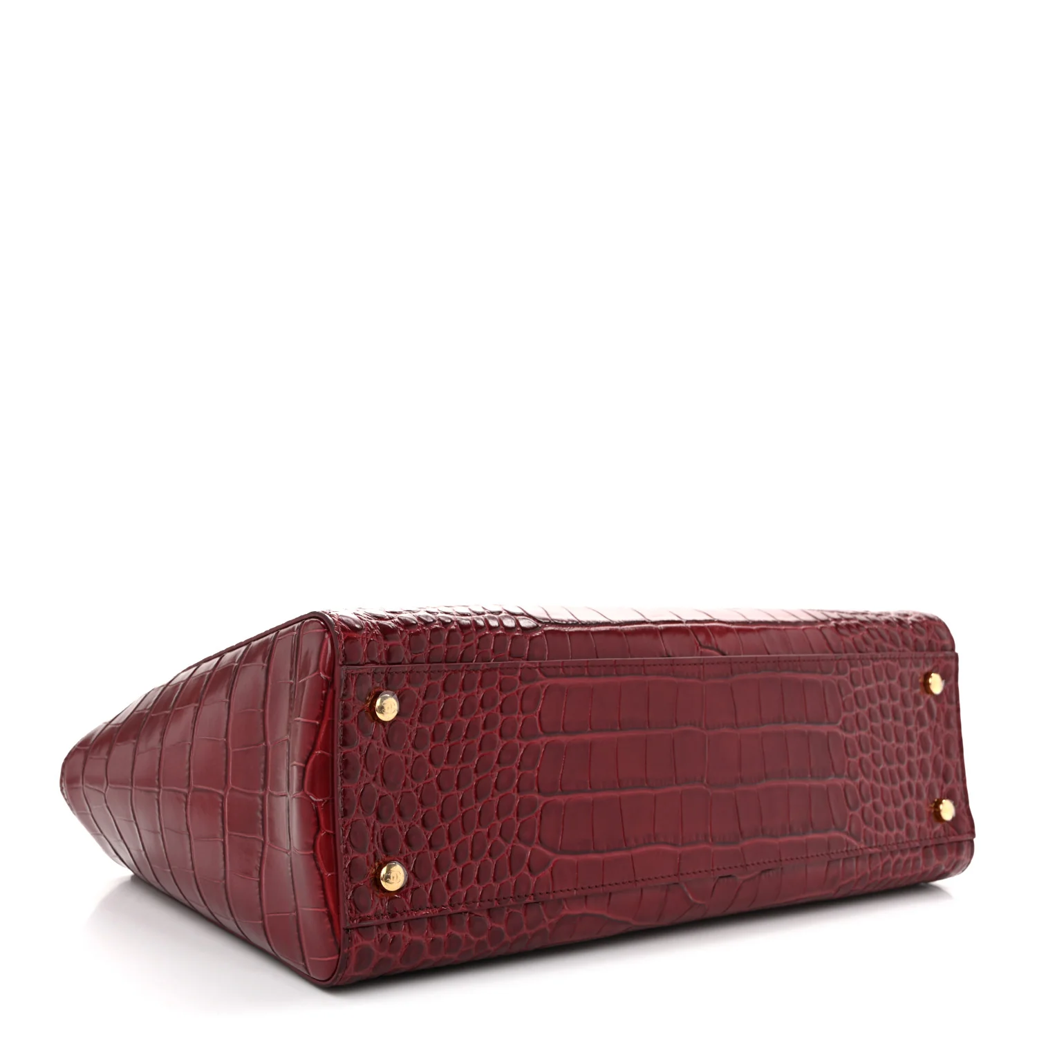 Calfskin Crocodile Embossed Archetype Small Shopper Tote Burgundy - Top Club