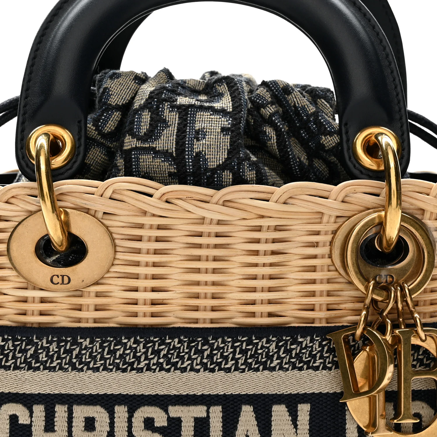 Wicker Oblique Mini Lady Dior Bag Blue - Top Club