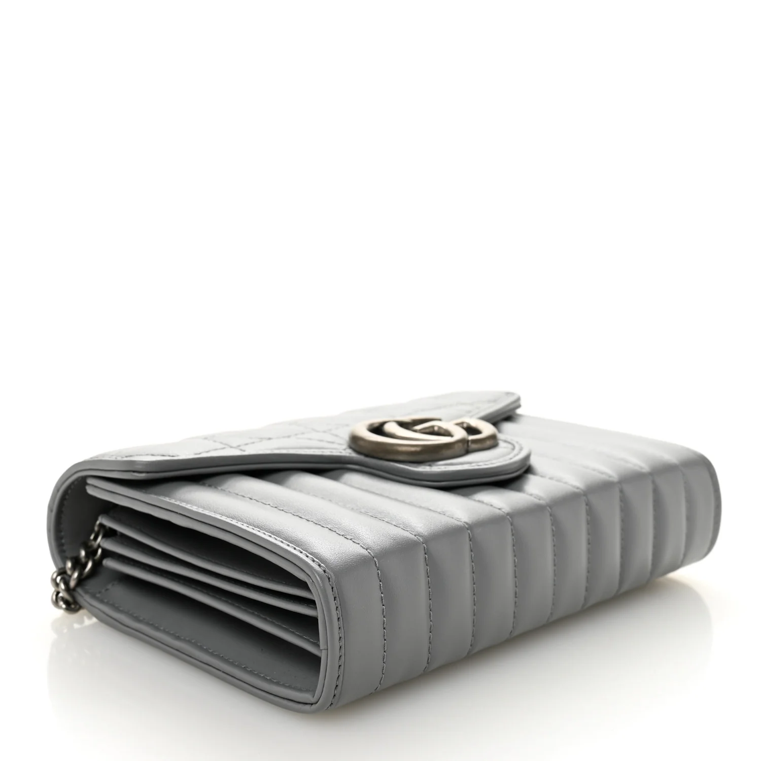 Calfskin Matelasse Aria GG Marmont Chain Wallet Deep Grey - Top Club