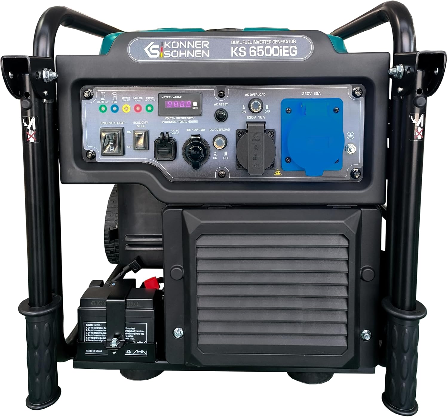 K&S Könner&Söhnen KS 6500iEG - Generatore di inverter GPL, 6500 W, con avviamento elettrico, generatore di corrente con modalità eco, unità di emergenza a benzina con display LED, generatori a doppia