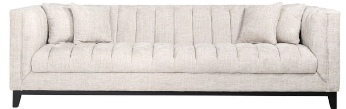 Luxury velvet sofa natural color / black 255 x 91 x H. 77 cm - living room sofa with 4 cushions - living room furniture - luxury furniture - living room furnishings - luxury furnishings - luxury quality