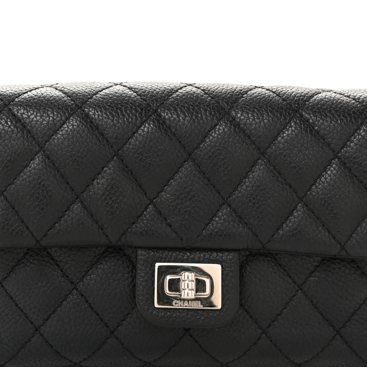 Grained Calfskin Quilted 2.55 Reissue Flap Belt Bag Clutch Black - Top Club